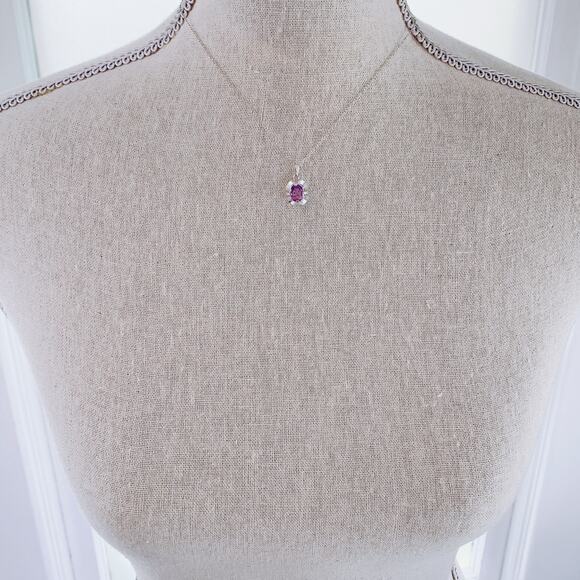 VTG Signed HMS Sterling Silver Necklace and Amethyst Pendant in Box 1970s 1980s - Picture 3 of 15